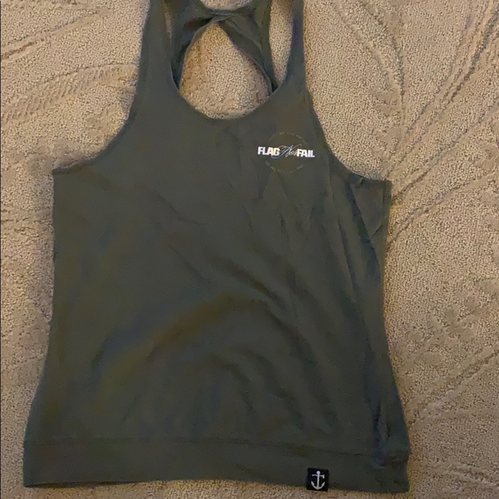 Flag nor fail keyhole tank top